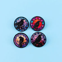 Crow Enameled Round Broch Lapel Pins