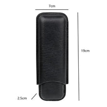 2 Tube Black Leather Cigar Holder Case