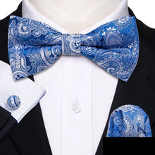 Barry.Wang Silk Bow Tie Hanky Cuffs Set