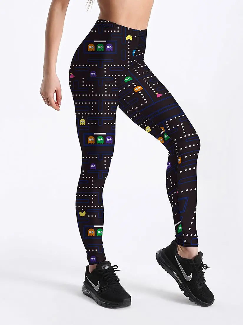 Qickitout Cartoon Skull Digital Printed Leggings