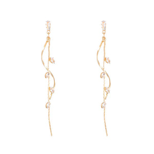 Long Crystal Tassel Earrings For Women