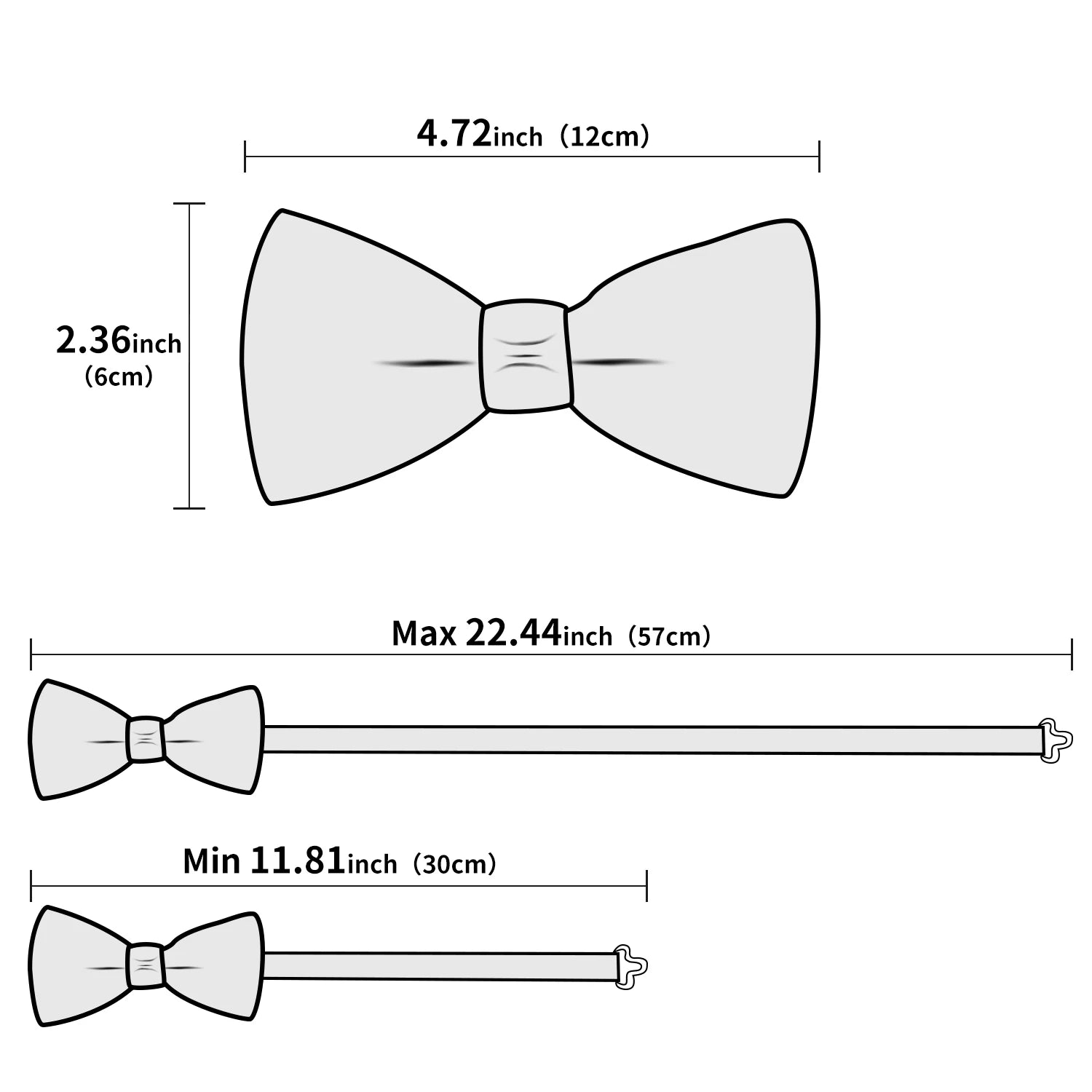 Solid Silk Bow Tie Hanky Cuff Links Set