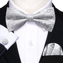 Barry.Wang Silk Bow Tie Hanky Cuffs Set