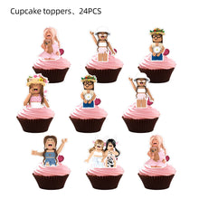 Pink Robloxed Theme Birthday Party Decorations Tableware Balloons Cups Plates Banner Backdrop Set