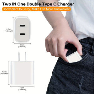 2Pack IPhone Charger 40W Dual Port Charging Block With 6FT USB C Charger Cable