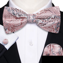 Barry.Wang Silk Bow Tie Hanky Cuffs Set