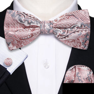 Barry.Wang Silk Bow Tie Hanky Cuffs Set