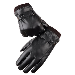 Faux Leather Black Gloves