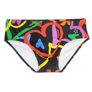 Colored Hearts Slim Fit Swimming Briefs