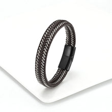 Leather Rope Stainless Steel Buckle Braided Bracelet