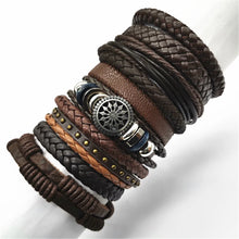 10 Pcs/set Black Wrap Woven Handmade Leather Bracelets