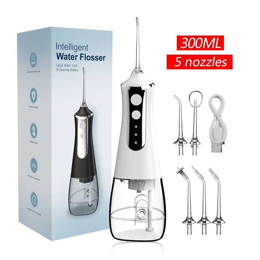 Dental Oral Irrigator Household Water Flosser Oral 5 Nozzles 3 Modes