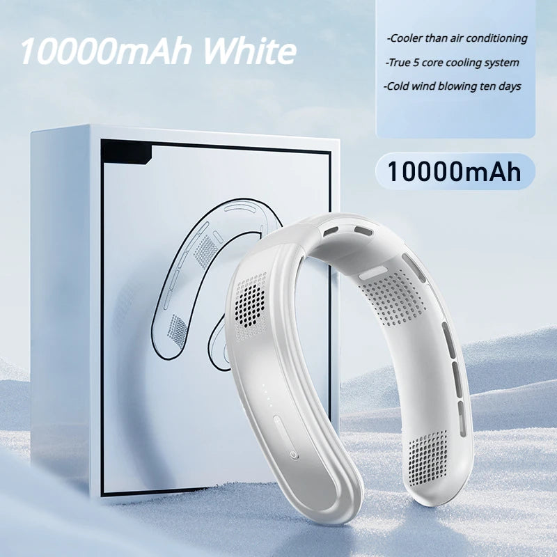 Portable 10000mAh Rechargeable 3-Speed Large Wind Silent Electric Neck Fan