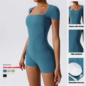 Short One Piece Short Sleeve Yoga Bodysuit