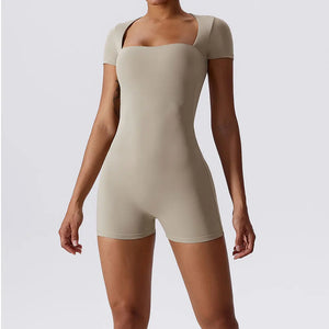 Short One Piece Short Sleeve Yoga Bodysuit