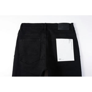 High Street Distressed Black Stretch Skinny Button Fly Ripped Jeans