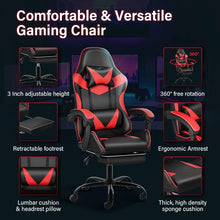 Ergonomic Gaming Chair with Backrest and Footrest