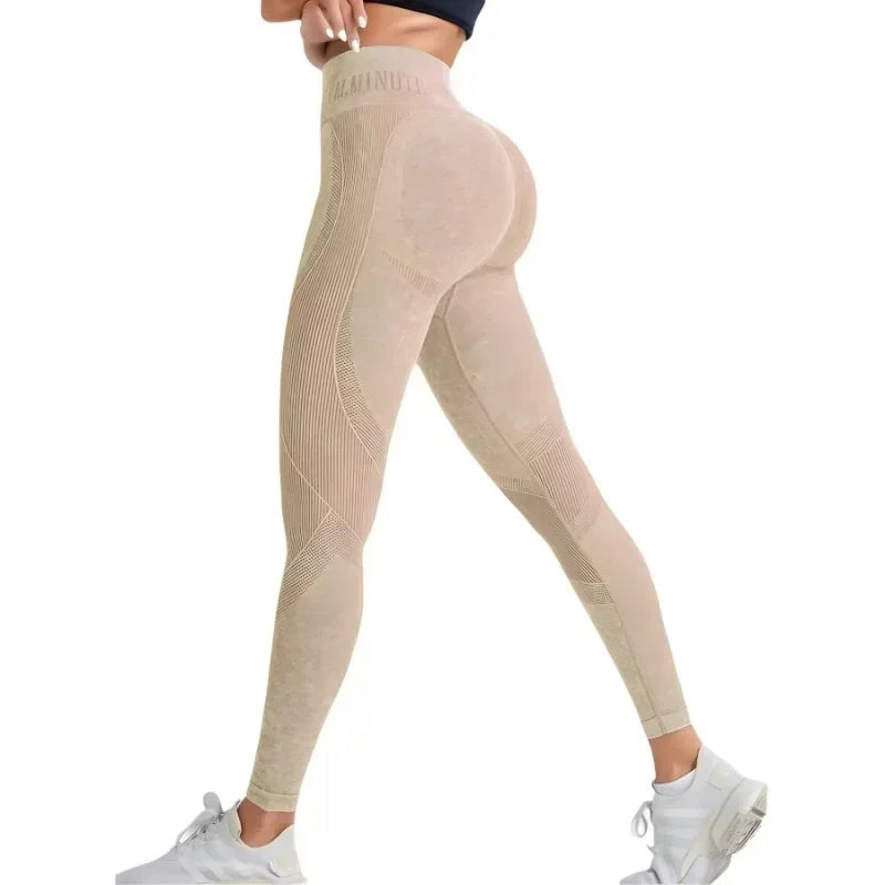 Seamless High Waist Hip Lifting Sand Washed Leggings