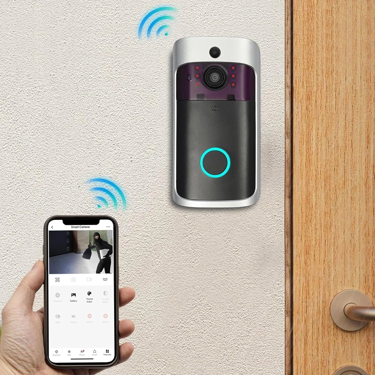 Smart WiFi Video Doorbell with Night Vision Camera SmartSensor for Doors and Windows