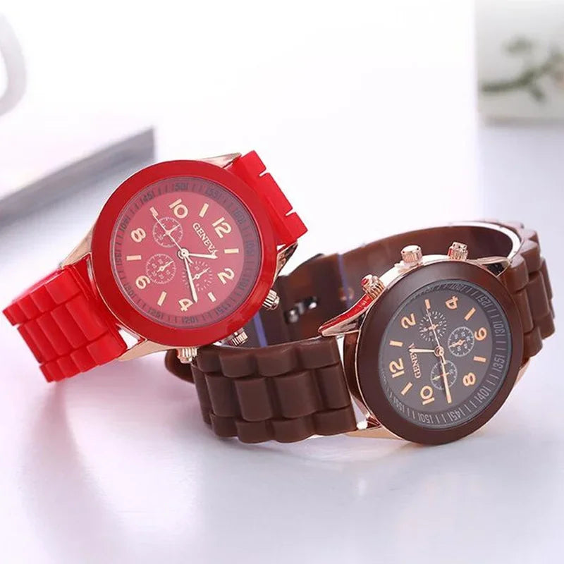 Geneva Ladies Silicone Strap Quartz Wristwatch