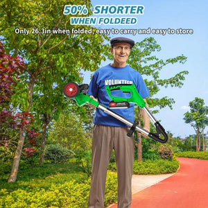 Foldable Brush Cutter Cordless Weed Wacker with 2 Large Capacity Batteries &13 Blades,