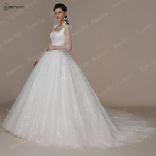 BEPEITHY Shiny Ivory Square Bridal Wedding Dress