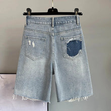 High Waist Diamond Embellished Five-Point Trendy Loose Fit Jeans