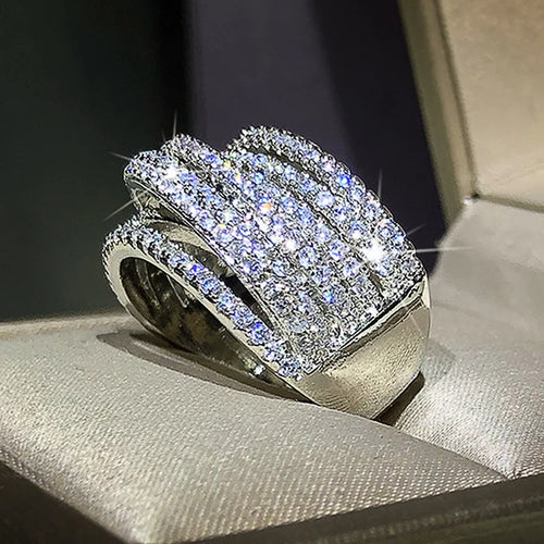 Huitan Micro Paved Cubic Zirconia Modern Design Ring