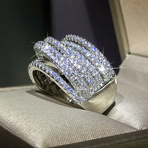 Huitan Micro Paved Cubic Zirconia Modern Design Ring
