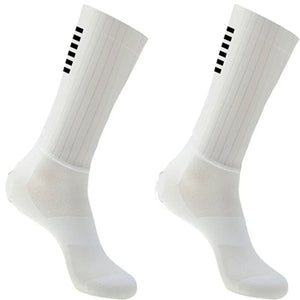 Cycling Anti -Slip White Line Aero Socks