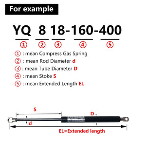 1PC 100N/23LB 150-600mm Gas Struts with Steel Eyes