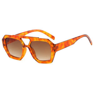 Thick Frame Double Bridge Polygon Sunglasses