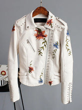 Floral Print Faux Soft Leather Jacket