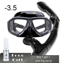 Myopia Diving Mask Snorkel Set with Anti Fog Spray