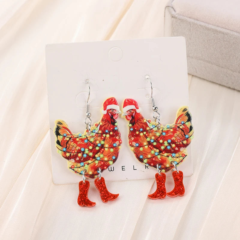Christmas Animal Drop Acrylic Earrings