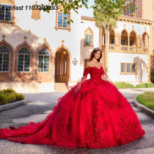 EVLAST 3D Floral Applique Beading With Cape Quinceanera Dress