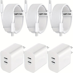 2Pack IPhone Charger 40W Dual Port Charging Block With 6FT USB C Charger Cable