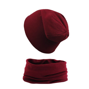 2pcs Soft Elastic Beanie Hat and Scarf Set