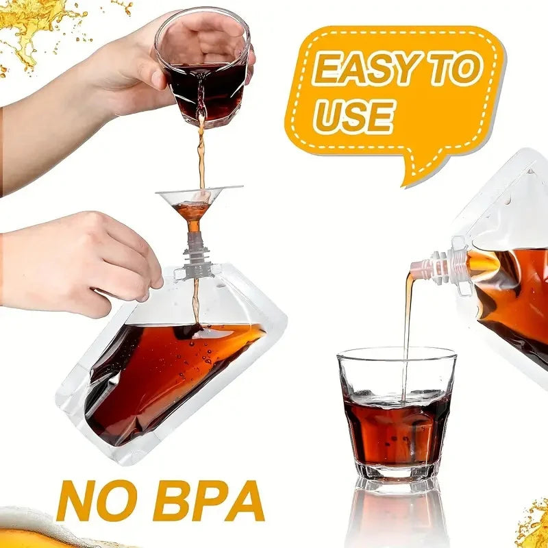 20/40pcs Clear Drink Pouches Freezable Portable Reusable Plastic Flask