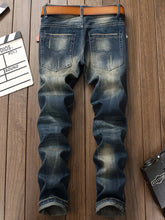 Men's Ripped Designer Print Slim Jeans