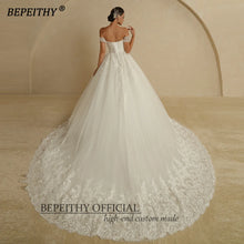 BEPEITHY Glitter Skirt Sleeveless Court Train Vintage Bridal Gown