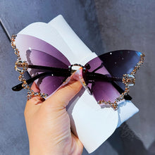 Embroidered Butterfly Style Rimless Sunglasses