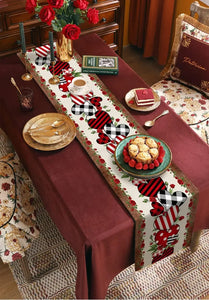 Valentines Day Red Rose Love Heart Wooden Dining Table Runner