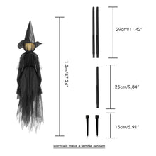 Halloween Creepy Wizard W/ 7 Color LED Light Holding Hands Screaming Witches with Sound Activated Sensor