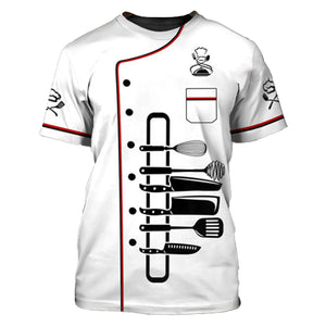 Short Sleeve 3D Print Chef Uniform