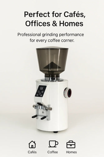 CAFOVO K-64S Electric Commercial 64mm Flat Burr Coffee Grinder 500g Hopper Anti-Static