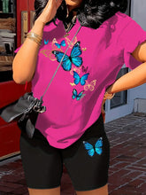 Summer Butterfly Print T-shirt + Shorts Set