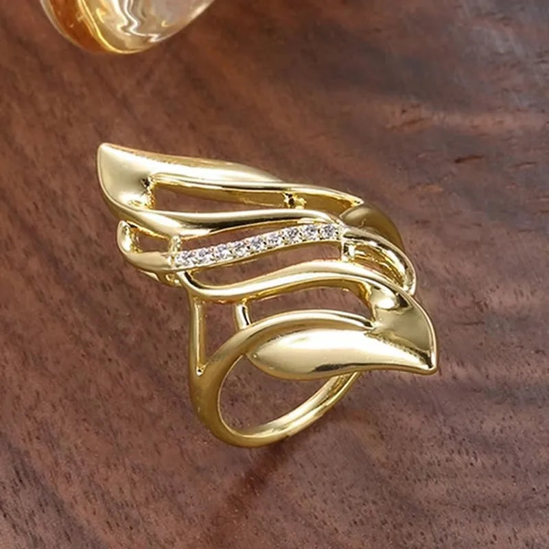 Huitan Hyperbole Marquise Shaped Full Paved Cubic Zirconia Trendy Ring
