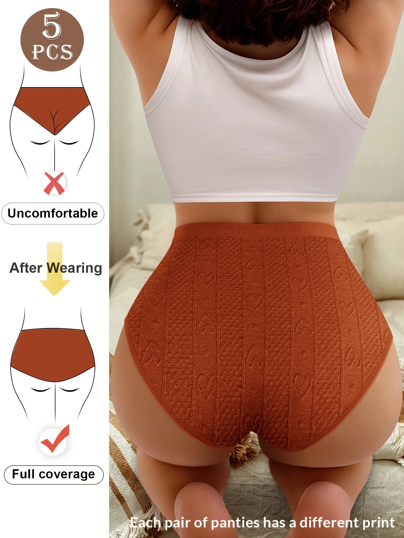 5-Pack High Waist Tummy Control Seamless Briefs