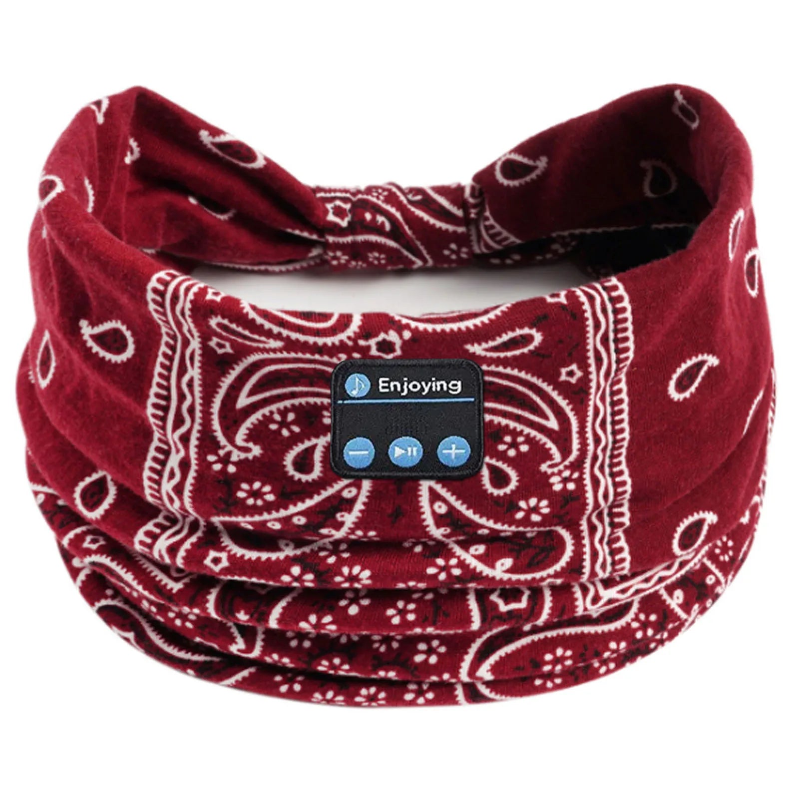 Wireless Bluetooth Floral Print Headband Headphones with Headset Microphone